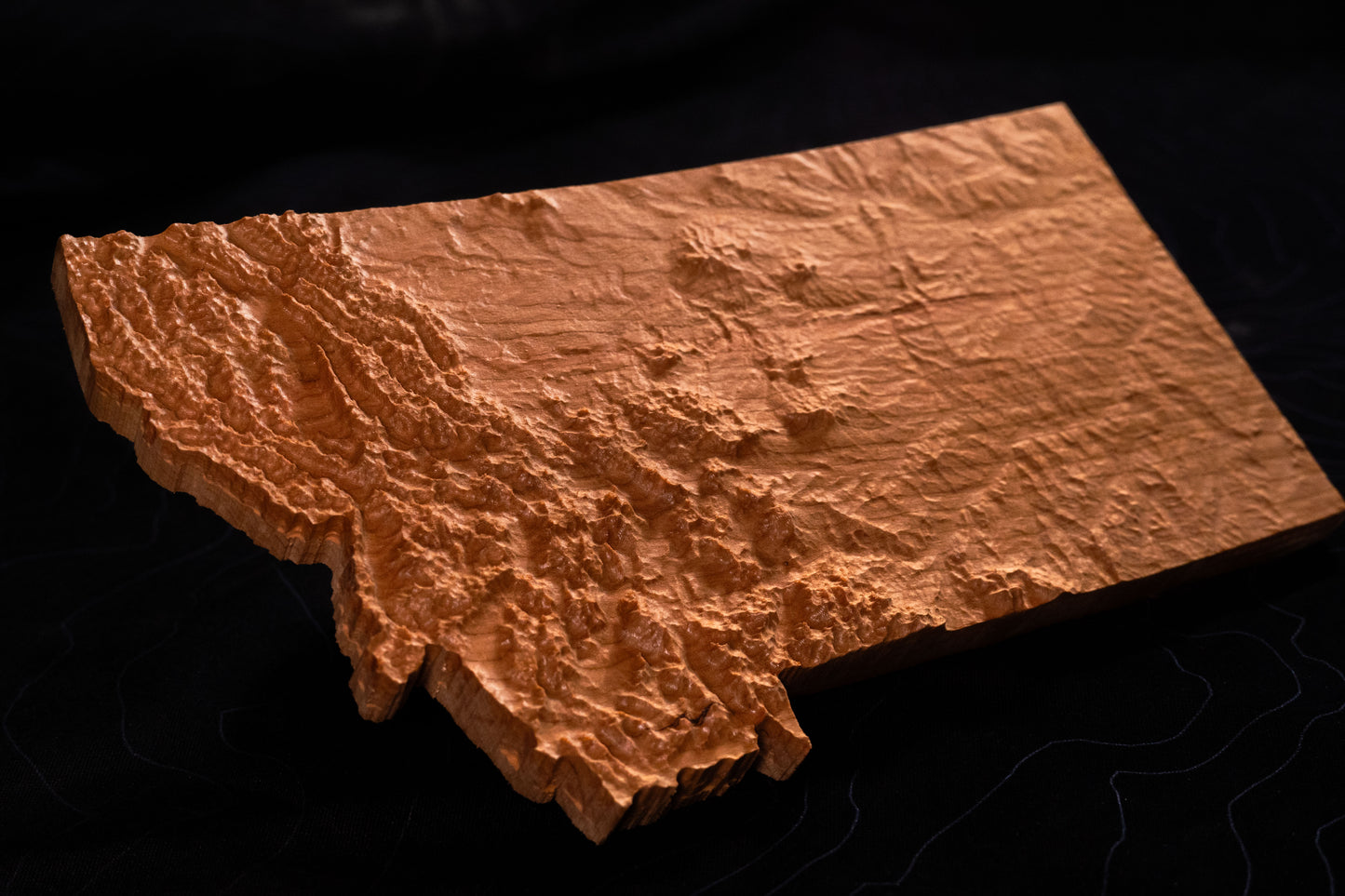 Montana 3D Wooden Map | Montana Topographic Map in Wood | Wooden Map of Montana