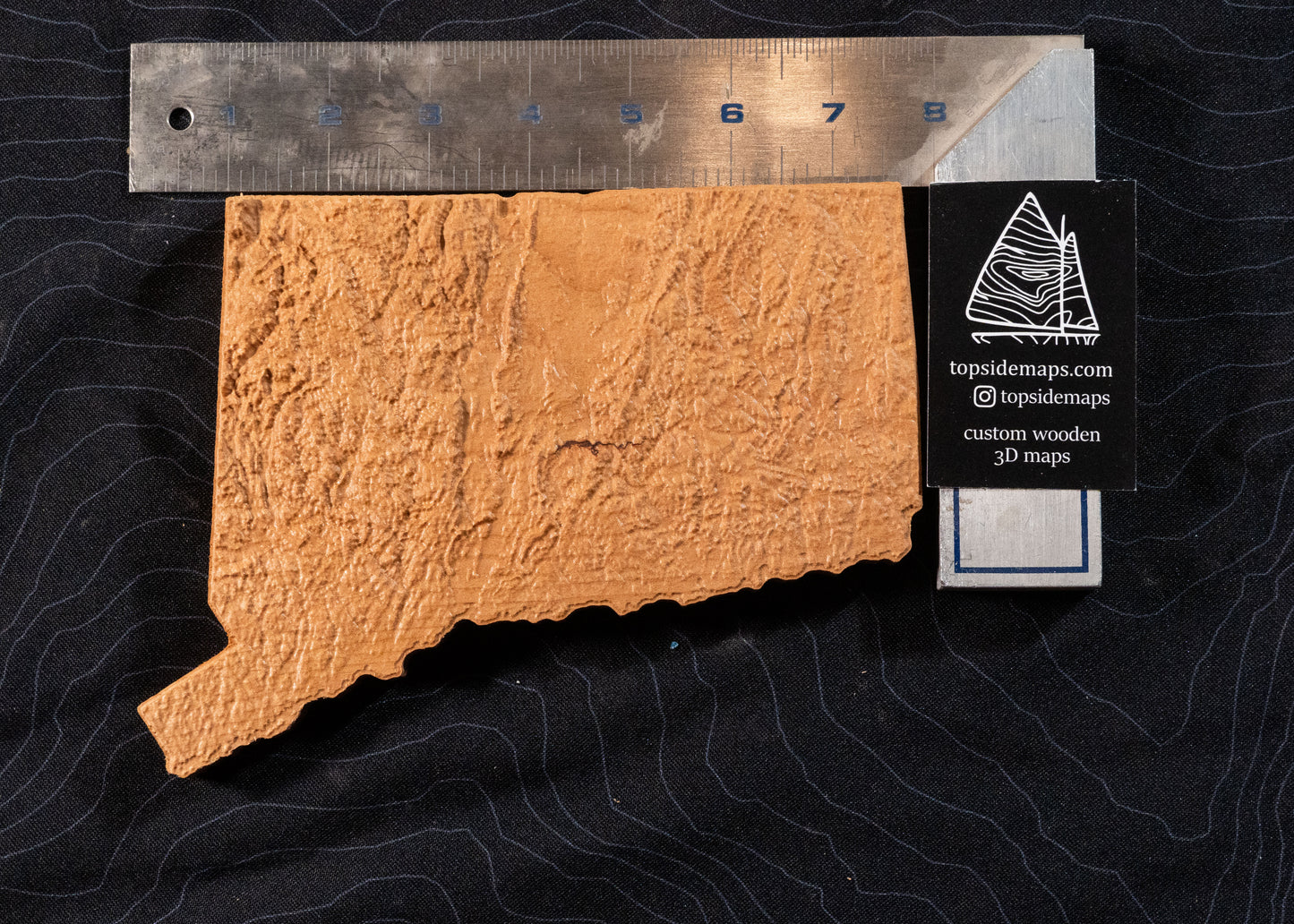 Connecticut 3D Wooden Map | Connecticut Topographic Map in Wood | Wooden Map of Connecticut