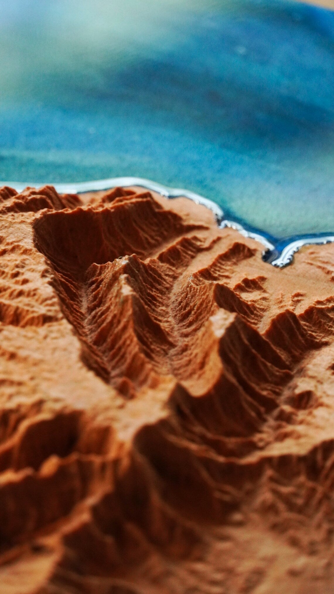 Kauai Wooden 3D Elevation Map | Topographic Map of Kauai | Wood Map | Epoxy Resin Kauai