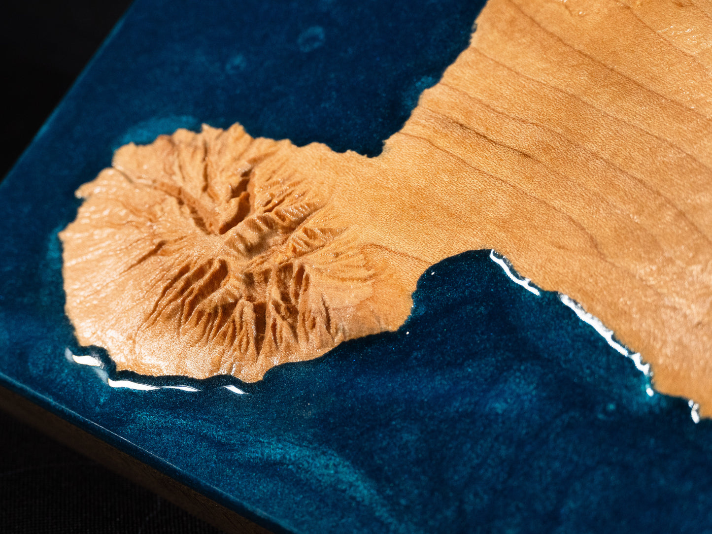 Maui Wooden 3D Elevation Map | Topographic Map of Maui| Wood Map | Epoxy Resin Maui