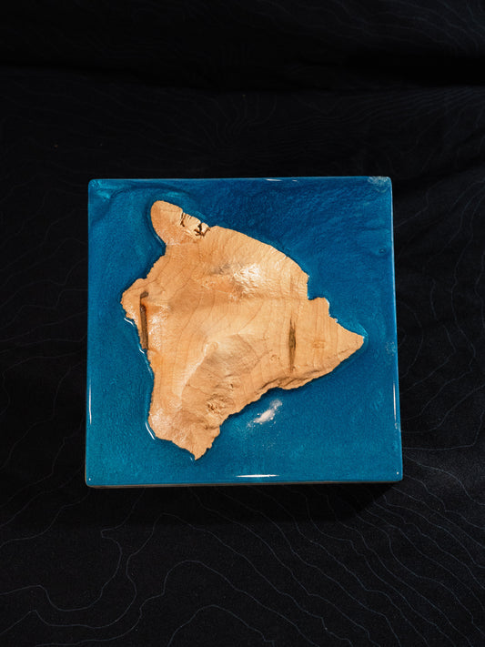 Hawaii Wooden 3D Elevation Map | Topographic Map of Hawaii| Wood Map | Epoxy Resin Hawaii