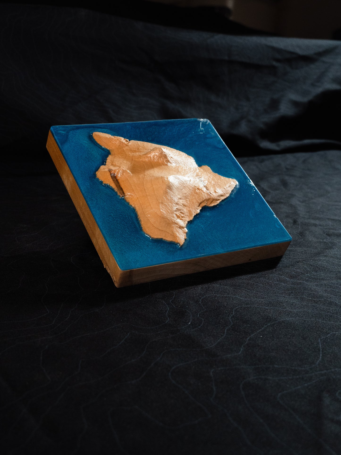 Hawaii Wooden 3D Elevation Map | Topographic Map of Hawaii| Wood Map | Epoxy Resin Hawaii
