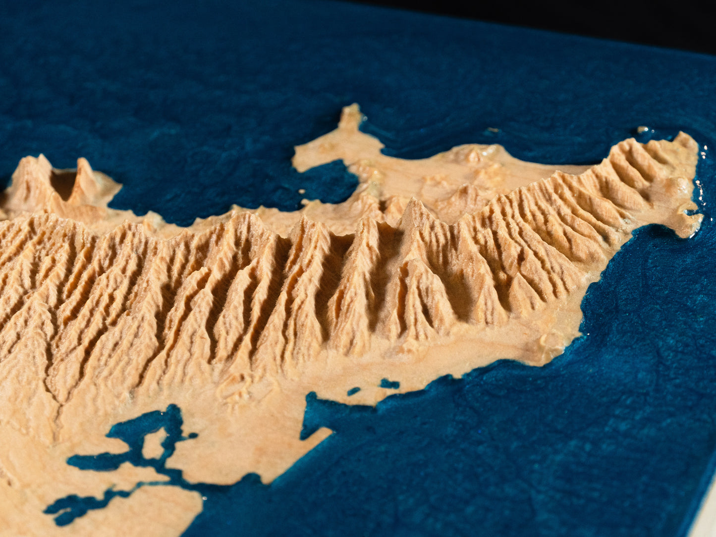 O'ahu Wooden 3D Elevation Map | Topographic Map of O'ahu| Wood Map | Epoxy Resin O'ahu