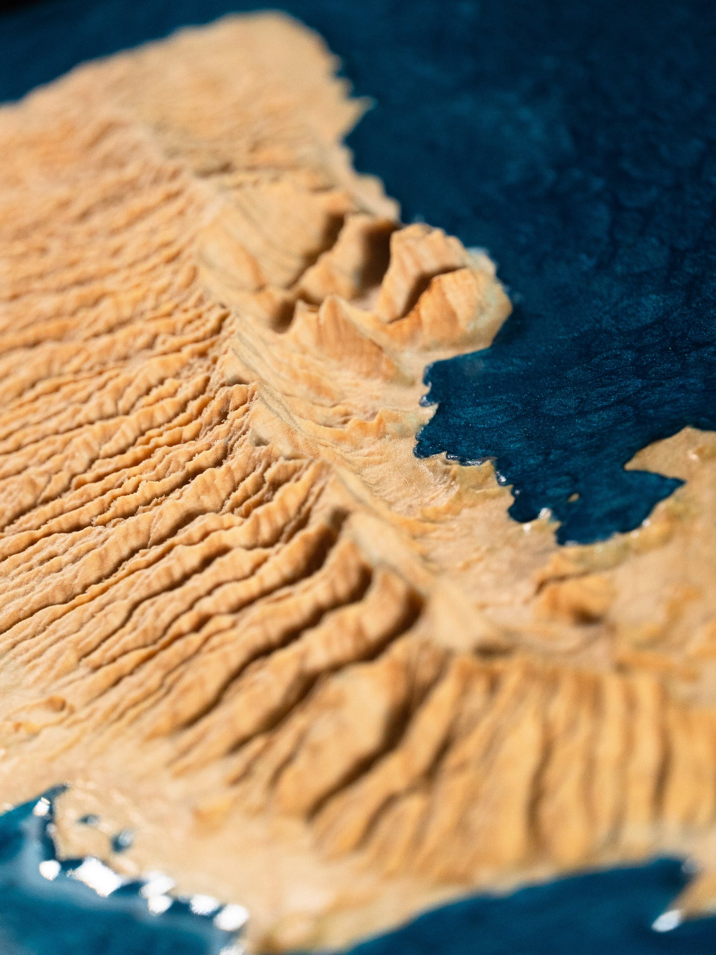 O'ahu Wooden 3D Elevation Map | Topographic Map of O'ahu| Wood Map | Epoxy Resin O'ahu