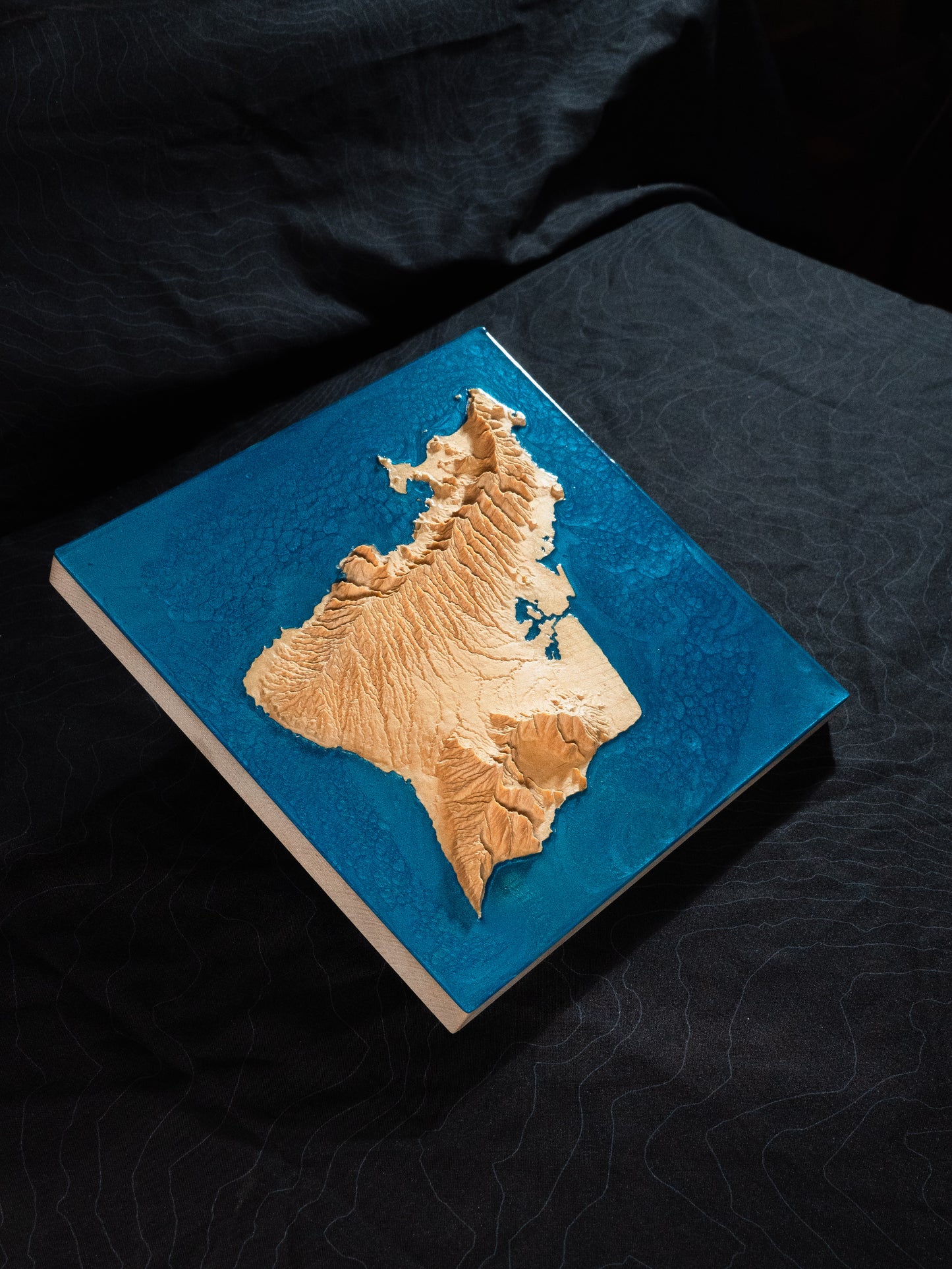 O'ahu Wooden 3D Elevation Map | Topographic Map of O'ahu| Wood Map | Epoxy Resin O'ahu