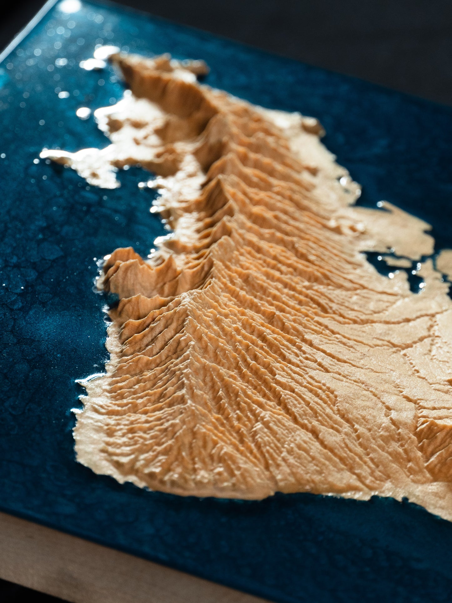 O'ahu Wooden 3D Elevation Map | Topographic Map of O'ahu| Wood Map | Epoxy Resin O'ahu