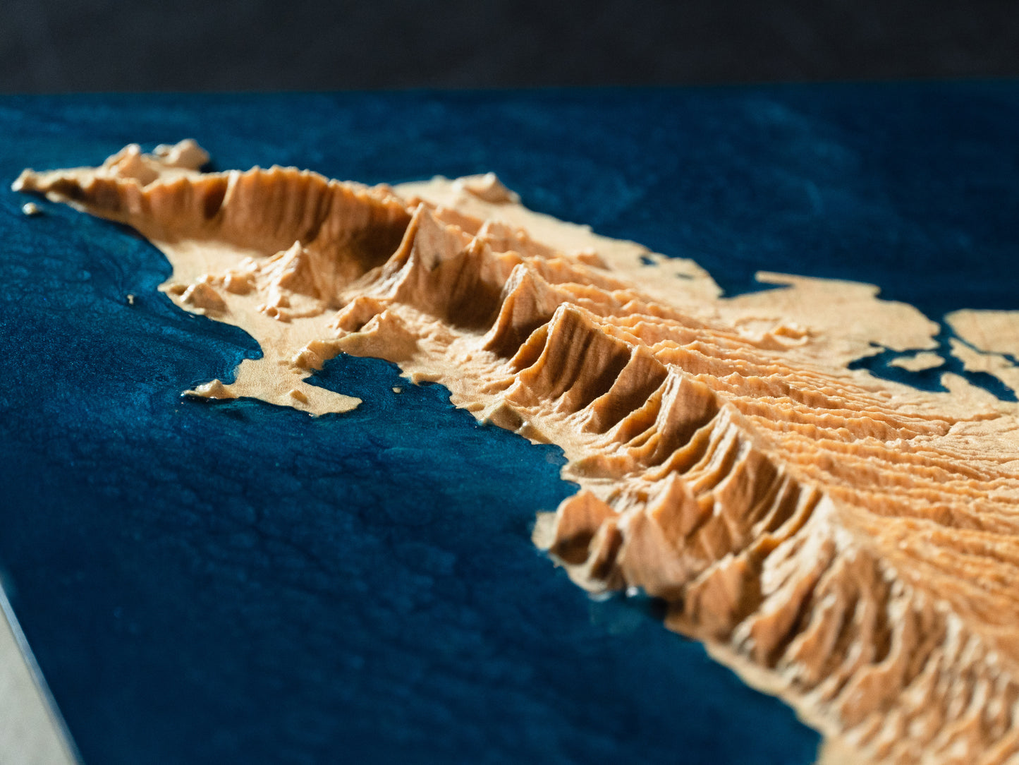 O'ahu Wooden 3D Elevation Map | Topographic Map of O'ahu| Wood Map | Epoxy Resin O'ahu