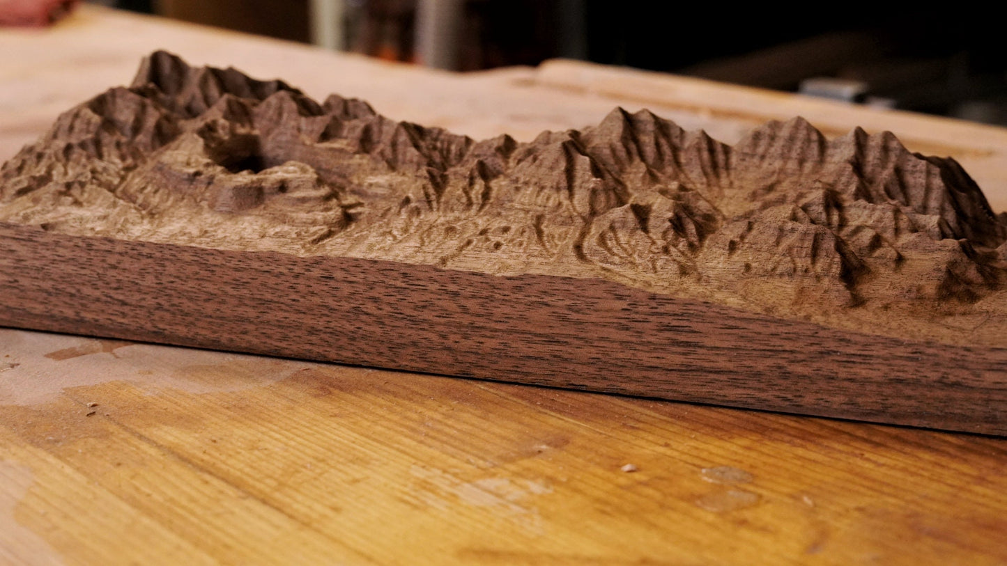 Oquirrh Mountains Wooden Relief Map | Wooden Mountains Map | Topographic Map of the Oquirrh Mountains