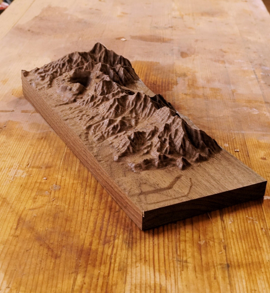 Oquirrh Mountains Wooden Relief Map | Wooden Mountains Map | Topographic Map of the Oquirrh Mountains