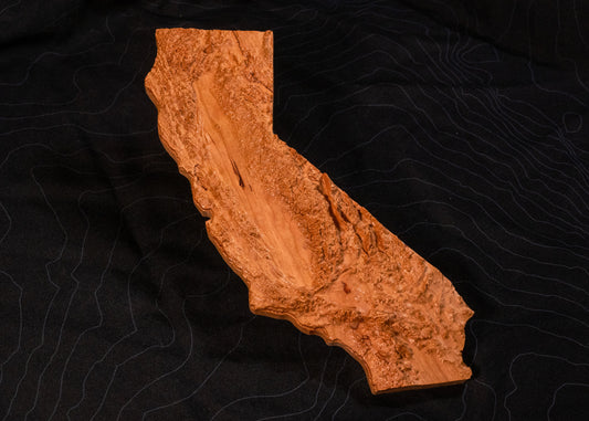 California 3D Wooden Map | California Topographic Map in Wood | Wooden Map of California