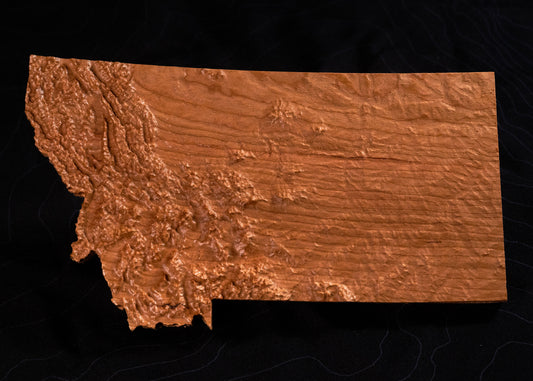 Montana 3D Wooden Map | Montana Topographic Map in Wood | Wooden Map of Montana