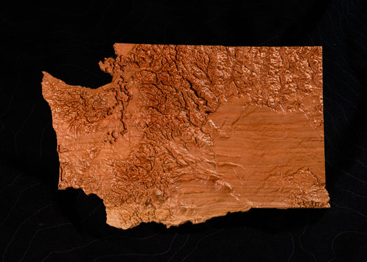 Washington 3D Wooden Map | Washington Topographic Map in Wood | Wooden Map of Washington