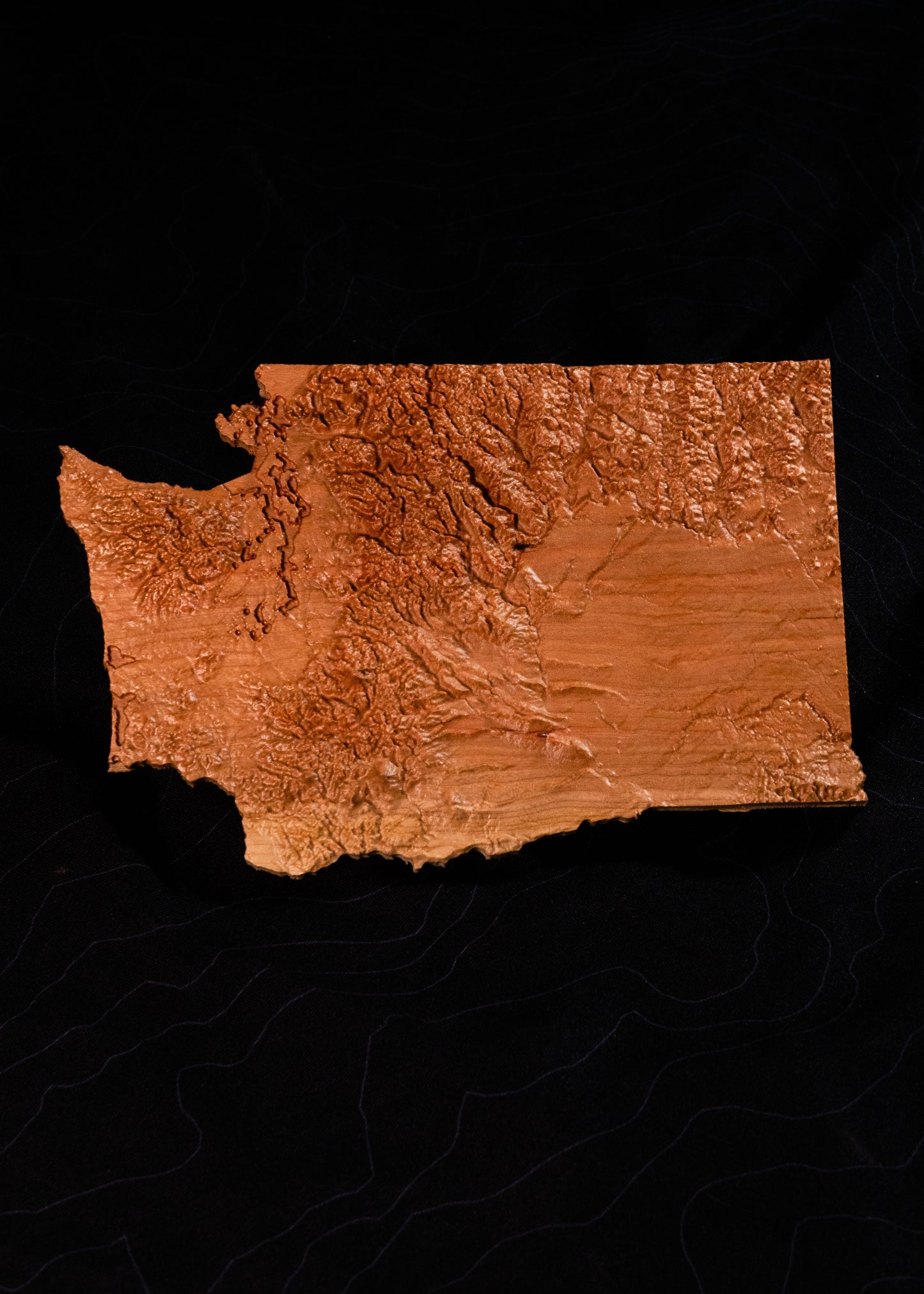 Washington 3D Wooden Map | Washington Topographic Map in Wood | Wooden Map of Washington