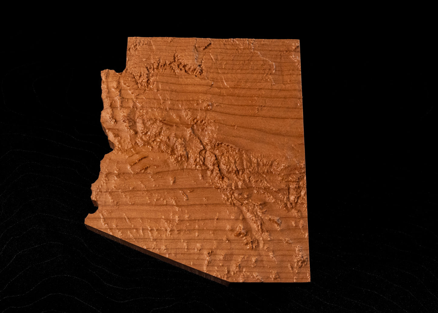 Arizona 3D Wooden Map | Arizona Topographic Map in Wood | Wooden Map of Arizona