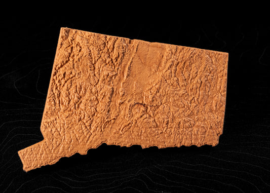 Connecticut 3D Wooden Map | Connecticut Topographic Map in Wood | Wooden Map of Connecticut