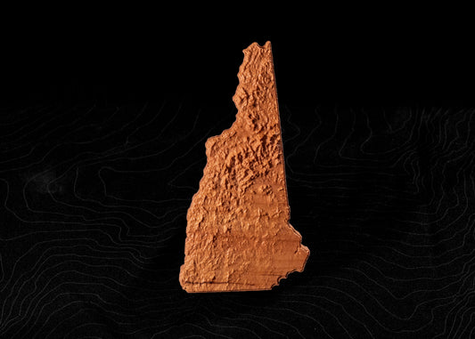 New Hampshire 3D Wooden Map | New Hampshire Topographic Map in Wood | Wooden Map of New Hampshire