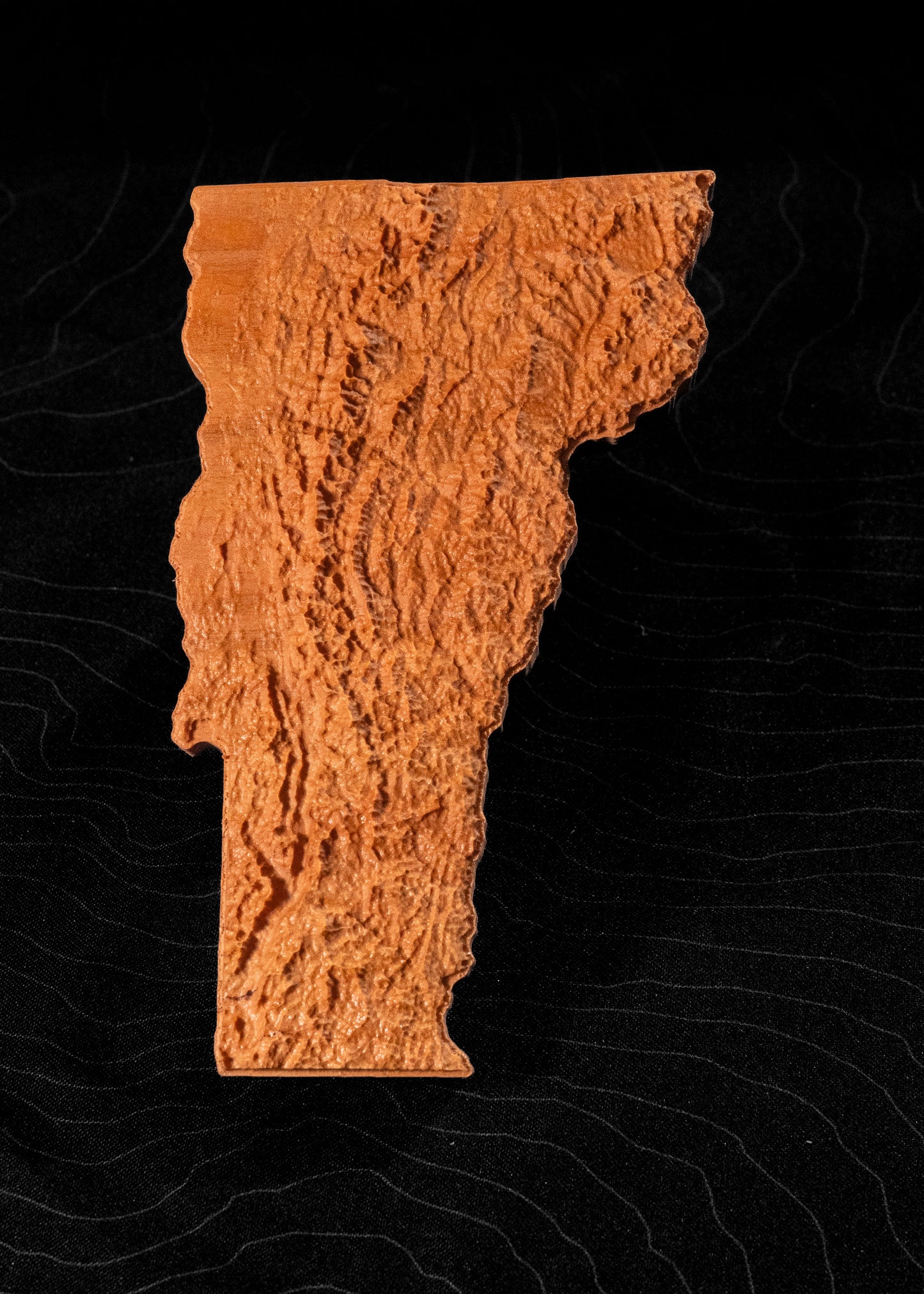 Vermont 3D Wooden Map | Vermont Topographic Map in Wood | Wooden Map of Vermont