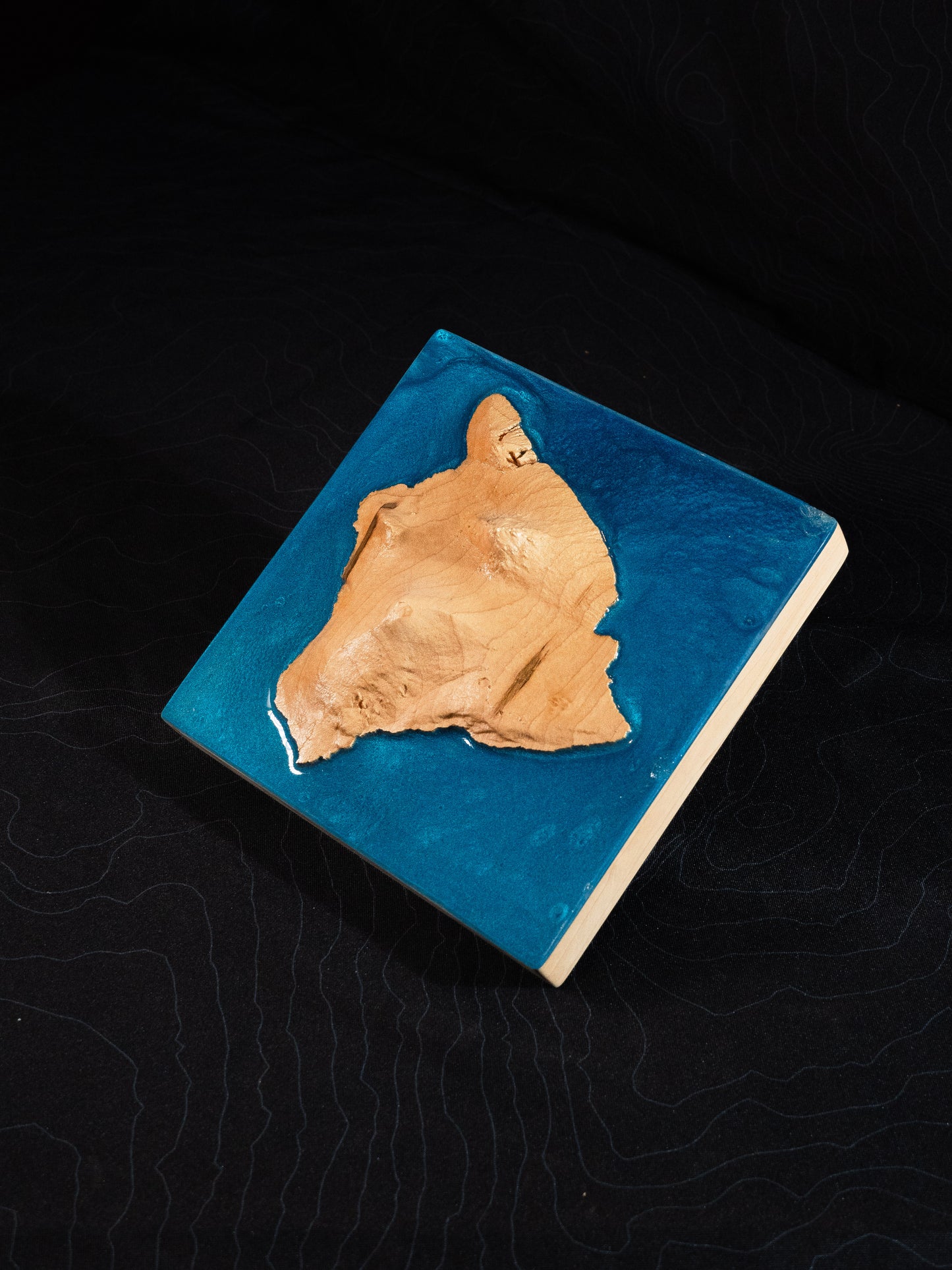 Hawaii Wooden 3D Elevation Map | Topographic Map of Hawaii| Wood Map | Epoxy Resin Hawaii