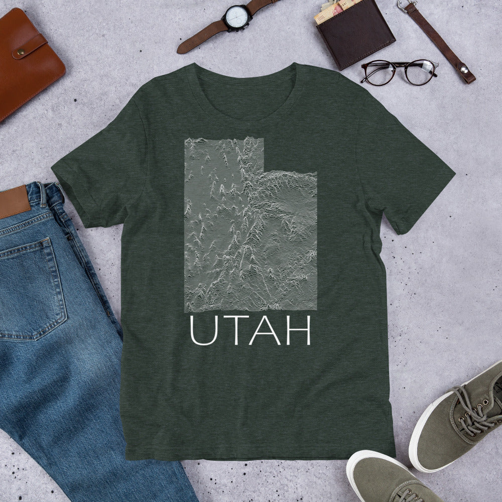 Utah T-Shirt | Utah Ridgeline Plot | Topographic Map of Utah