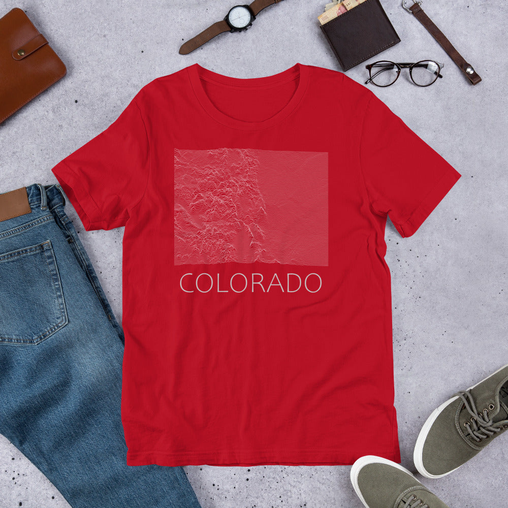Colorado T-Shirt | Colorado Ridgeline Plot | Topographic Map of Colorado