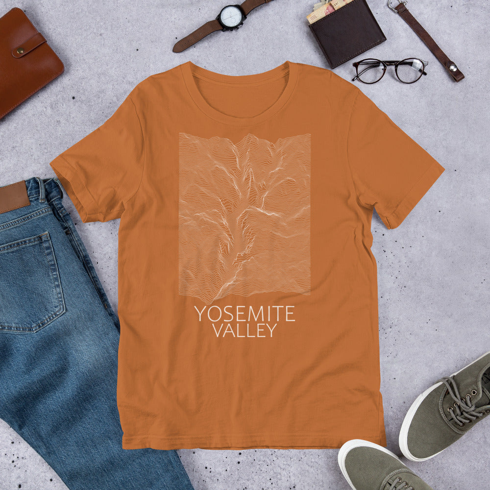 Yosemite T-Shirt | Yosemite Valley Ridgeline Plot | Topographic Map of Yosemite
