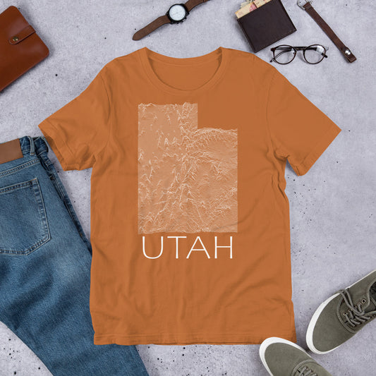 Utah T-Shirt | Utah Ridgeline Plot | Topographic Map of Utah